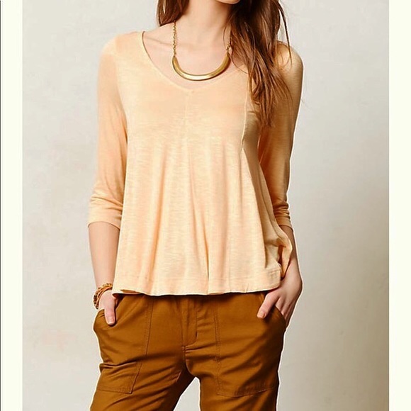 Anthropologie Tops - Anthropologie | Deletta Godet 3/4 Sleeve Swing Top